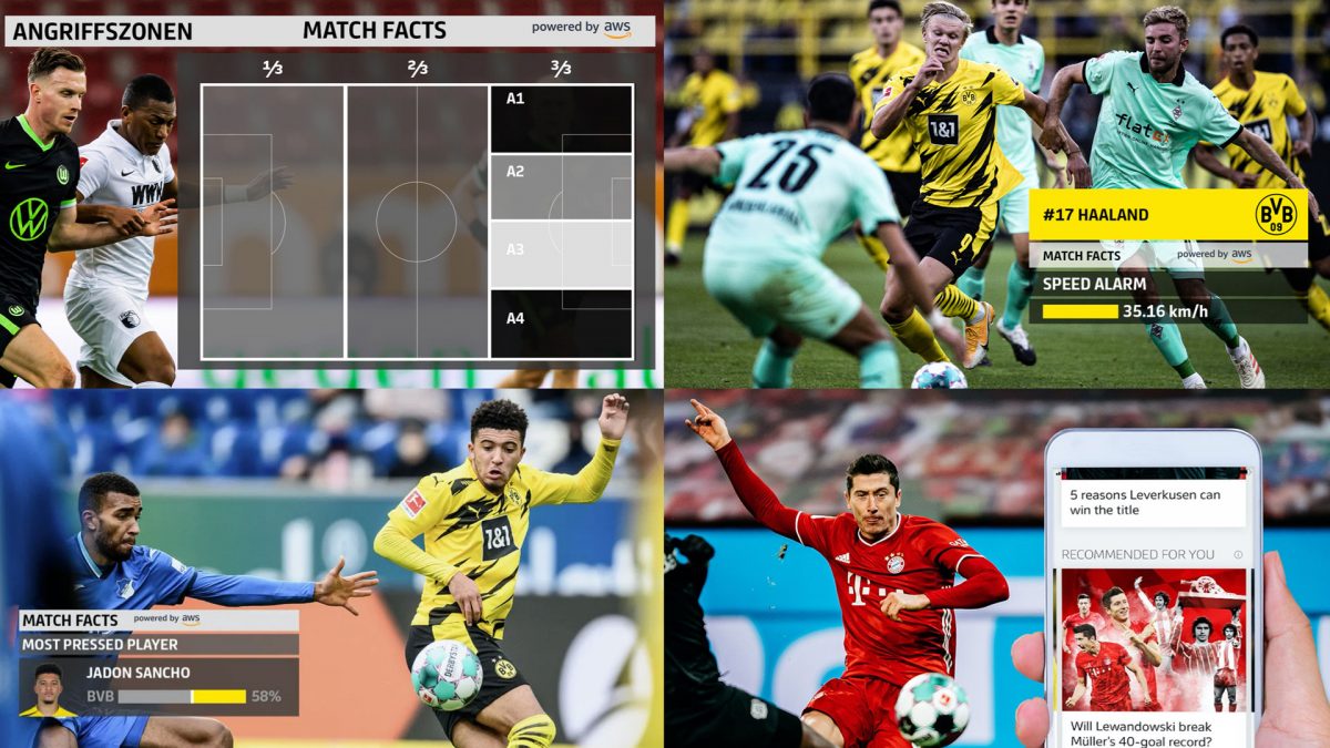 Collage of four Bundesliga Match Facts Screens